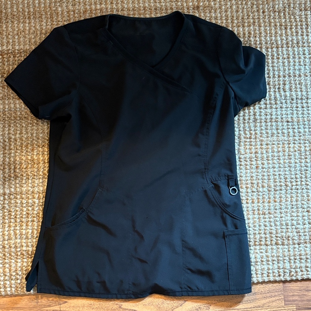 Black Women's V-Neck Scrub Top